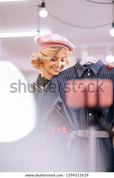 Blogger Smiling Blonde Fashion Blogger Short Stock Photo Edit Now