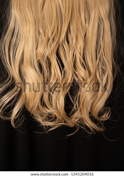 Blond Auburn Ladies Curly Hair Against Stock Image Download Now