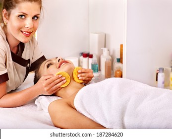 Blond beautiful woman getting head massage.