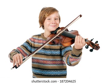 Blond Boy Playing The Violin