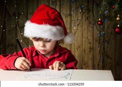 Blond Boy Writes A Letter To Santa