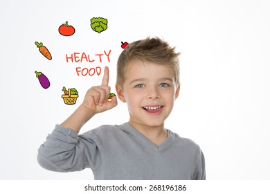 Blond Child Explainig The Importance Of Eating Vegetables