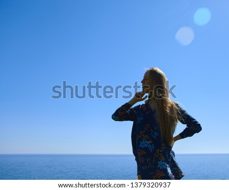 Similar – Surfer woman and yellow surfboard-France