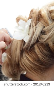 blond girl hair cut in european beauty salon - Shutterstock ID 201248213