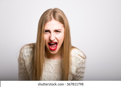 Blond Girl Screams Loudly Isolated Stock Photo 367811798 | Shutterstock