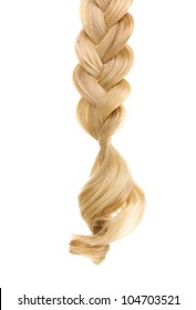 Blond Hair Braided In Pigtail Isolated On White