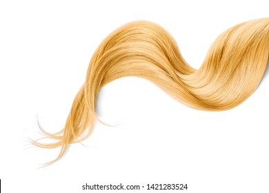 Blond hair isolated on white background. Long wavy ponytail - Shutterstock ID 1421283524