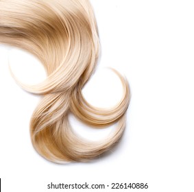 Blond Hair isolated on white. Beauty Blonde hair closeup. Lock