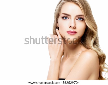 Blond Hair Woman Beauty Skincare Portrait stockfoto (nu 