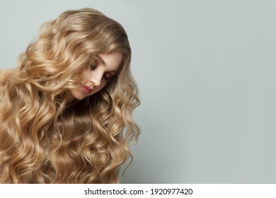 Blond hair woman on white banner background