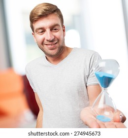 blond man with a timer