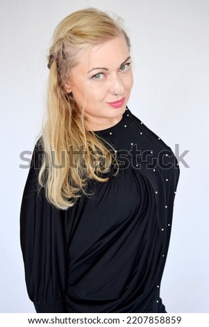 Blonde beutiful model tattoo piercing alternative full leight isolated white background dark back clothes party dress vintge  braided hair smiling expressive laugning confident plus size pretty girl