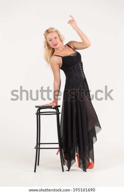 Blonde Black Light Dress Chair Stock Photo Edit Now 195161690
