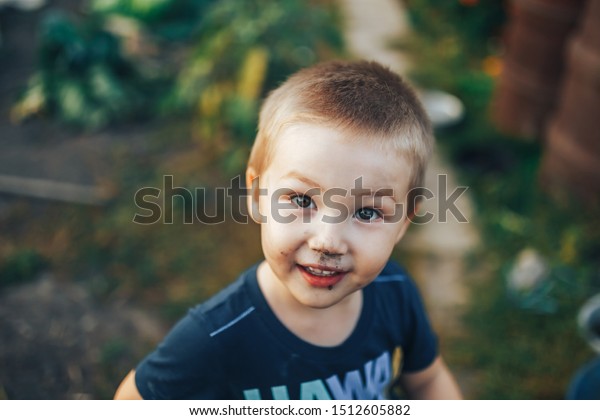 Blonde Boy Disheveled Hair Smiling On Stock Photo Edit Now