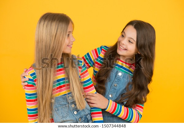 Blonde Brunette Healthy Shiny Hair Kids Stock Photo Edit Now