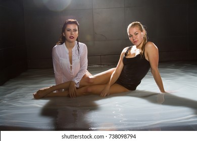 blonde lesbians in shower Horny lesbian cops