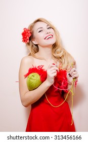 Blonde with crochet threads