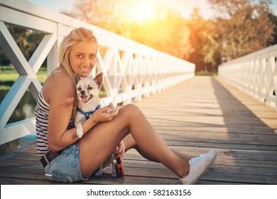 Blonde Girl And Chihuahua