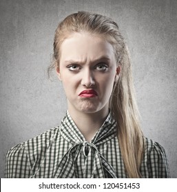 Blonde Girl Disgusted By Something