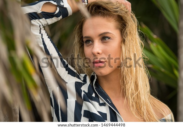 Blonde Girl Jungle Mexican Caribbean Stock Photo Edit Now 1469444498
