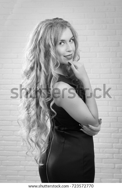Blonde Girl Long Wavy Hair Tight Stock Photo Edit Now 723572770