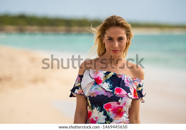 Blonde Girl On Beach Mexican Caribbean Stock Photo Edit Now