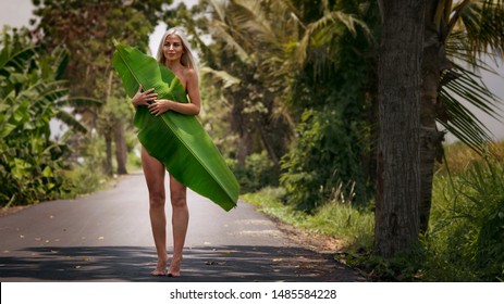 Blonde Girl Standing On Road Naked Stock Photo Shutterstock