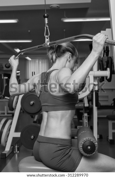 Blonde Gym Weight Training Work On Stock Photo Edit Now 312289970