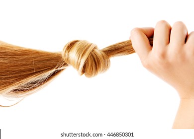 Blonde Hair Knot Isolated On White Background.