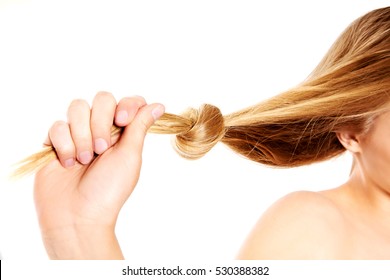 Blonde Hair Knot Isolated On White Background.