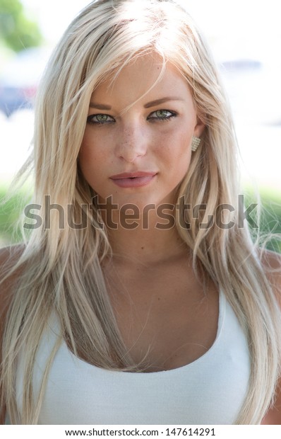 Blonde Hair Model Green Eyes Stock Photo Edit Now 147614291