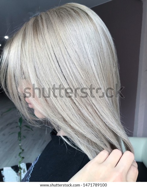 Blonde Hair Ombre Straightening Hair Dye Stock Photo Edit Now