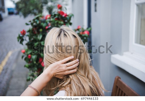 Blonde Hair Blonde Woman Back View Stock Photo Edit Now 697446133