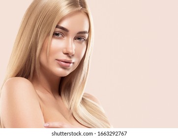 Blonde hair woman clean skin natural beauty female portrait