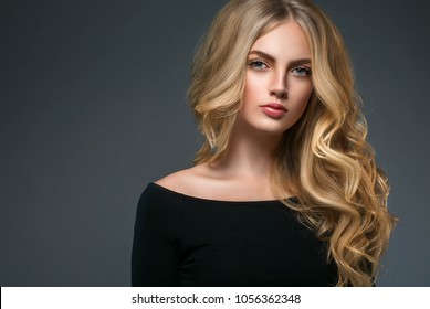 Blond Woman Long Curly Beautiful Hair Stock Photo (Edit Now) 713603944