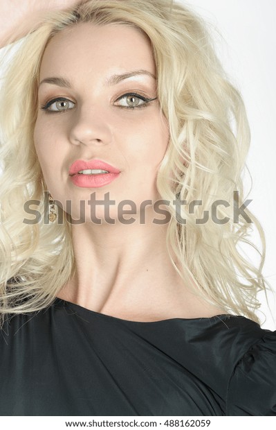 Blonde Hairs Women Closeup Portrait Stock Photo Edit Now 488162059