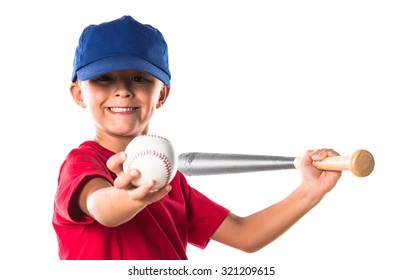 Blonde Kid Playing Baseball