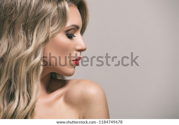 Blonde Long Voluminous Shiny Wavy Hair Stock Photo Edit Now