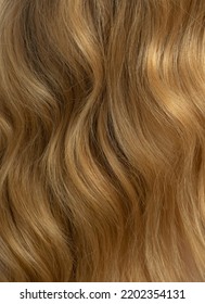 Blonde Long Wavy Hair Background. Curly Honey Colour Hair. Haircare Beauty Products, Shampoo And Lotion. Hair Care Spa And Wellness. Selective Focus