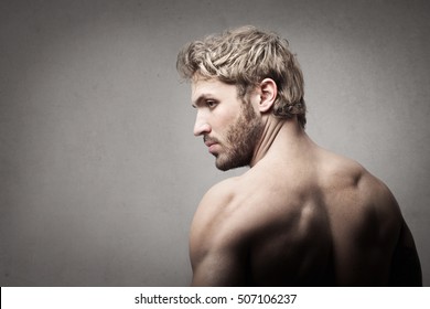 Blonde Man With Muscular Back