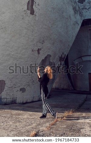 Similar – Young teenage girl blowing pink bubble gum