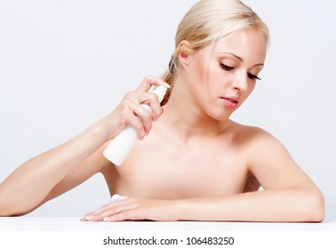 Blonde With Radiant Skin Causes The Body Spray