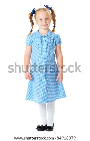blonde schoolgirl blue dress pigtails 450w 84918079