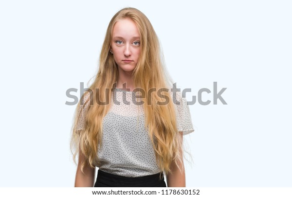 Blonde Teenager Woman Wearing Moles Shirt Stock Photo (Edit Now) 1178630152