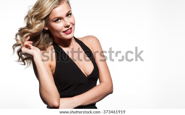 Blonde Thick Shiny Hair Evening Dress Stock Photo Edit Now 373461919