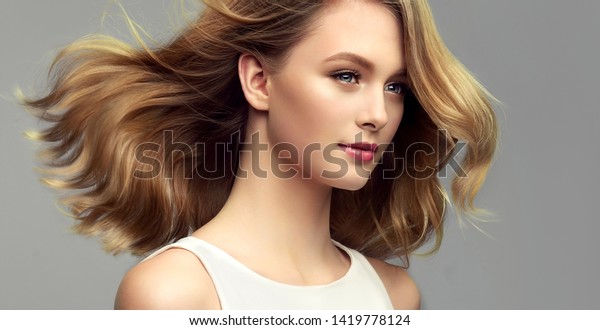 Blonde Woman Curly Beautiful Hair On Stock Photo Edit Now