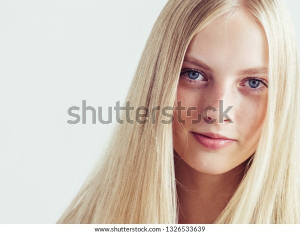 Blonde Woman Lond Hair Natural Makeup Stock Photo Edit Now