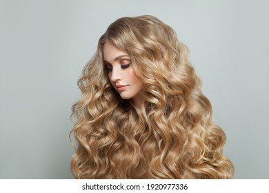 Blonde Woman With Long Healthy Hair, Haircare Concept