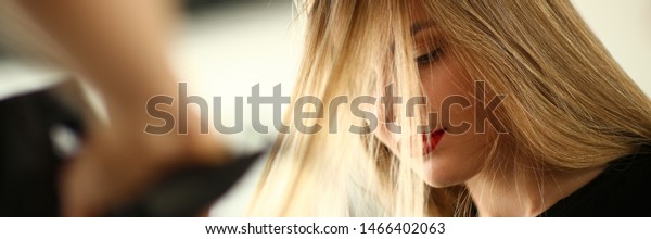 Blonde Woman Long Straight Hair Photography Stock Image Download Now