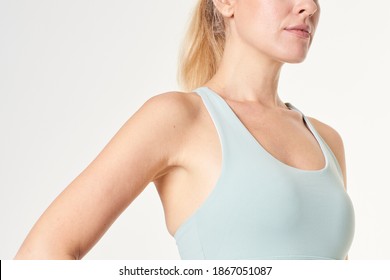 Blonde Woman In A Sports Bra Mockup